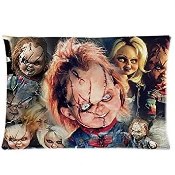 Image of Bedroom Decor Custom Classic Horror Film&amp;Child&#039;s Play Chucky Doll Background Pillowcase Rectangle Zippered Two Sides Design Printed 16x24 pillows Throw Pillow Cover Cushion Case Covers