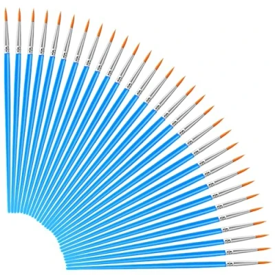 Image of 70 Pcs Small Paint Brushes Detail Round Professional Fine Tip Brush for Miniature Painting Classroom Watercolor Canvas Face