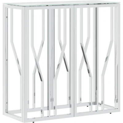 Image of vidaXL Console Table 70x30x70 cm Stainless Steel and Glass