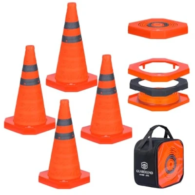 Image of 18&#039;&#039; inch Collapsible Traffic Safety Cones with Weighted Base, 4 pcs Multi Purpose Pop up Reflective Collar for Road Parking, Driving Practice Sturdy Design (4, 18&#039;&#039;)