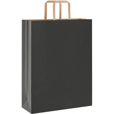 Image of vidaXL Paper Bags 250 pcs with Handles Black 32x12x42 cm