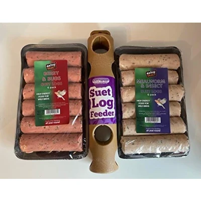 Image of suet Log Feeder complete with logs (x12)