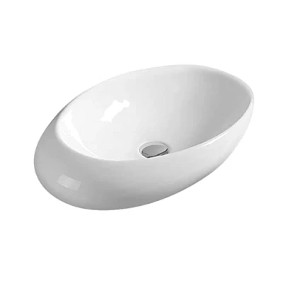 Image of Hudson Reed NBV168 Modern Bathroom Round Countertop Vessel Sink Basin, 135mm x 490mm 310mm, White