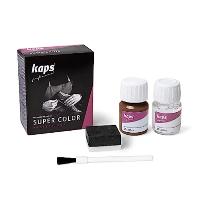Image of Kaps Dye Super Color + Preparer (25 ml each), Professional Leather For Natural Leather, Faux and Fabric, Nourishing Repairing Shoes (179 Walnut)