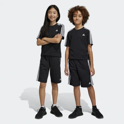 Image of adidas Unisex Kids Essentials 3 Stripes Knit Shorts, Black/White, 7 8 Years