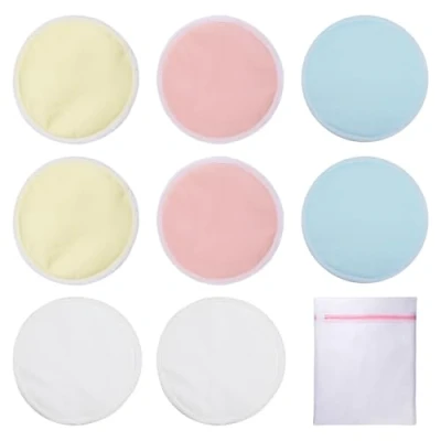 Image of SYEYCW 8 Pcs Nursing Pads Set, Reusable Breast Pads, Highly Absorbent Washable Organic Bamboo Viscose Breastfeeding Nipple Pad for Maternity, with 1 Laundry Bag