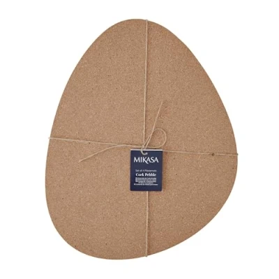 Image of Mikasa 4pc Cork Pebble Placemats, Natural, 38cm x 30cm, Tagged, Beige