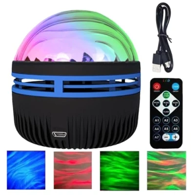Image of Northern Lights Wa ve Projector, 2 in 1 Lamp Colour Changing Night Light Remote Control Bedroom Lighting, Aesthetic Room Decor Gifts for Teen
