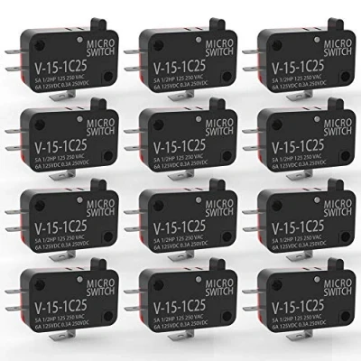 Image of Gebildet 12pcs 125V/250V 15A Momentary Micro Switch for Microwave Oven Door Arcade Cherry Push Button, SPDT 1 NO NC Limit V 15 1C25, Snap Action