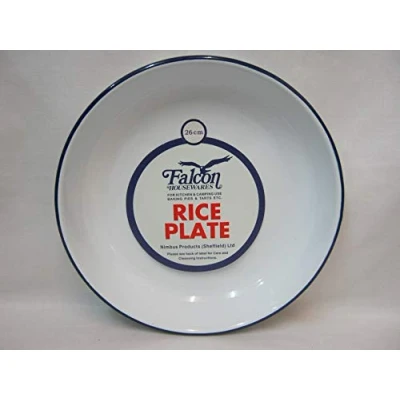Image of Falcon White Enamel Round Rice Plate Baking Dish 26cm