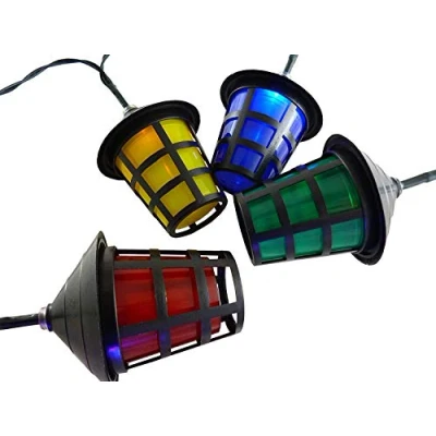 Image of Christmas Concepts® 40 Multi Coloured LED Lantern Lights 8 Metre Length Garden Lighting Outdoor