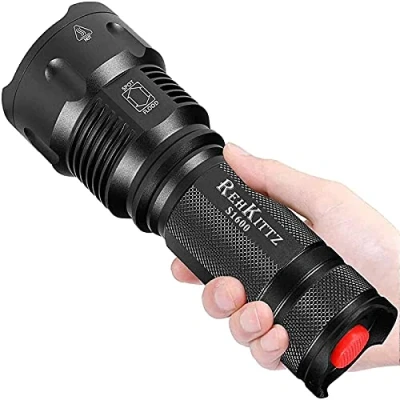 Image of REHKITTZ Torch LED Torches Super Bright,3300 Lumens Adjustable Focus Flashlight for Dog Walking Hiking Emergency