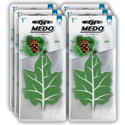 Image of MEDO Leaf Hanging Car Air Freshener, Strong Long lasting Fragrance, Removes Everyday Odours, For Interior Home &amp; Office 6 Pack Pine Scent