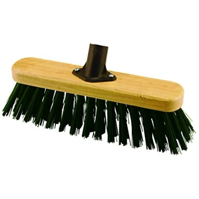 Image of Elliott 29cm Green PVC Fibre Broom Head with Stiff Synthetic Bristles Heavy Duty, Ideal for outdoor use, Workshops, warehouses and Gardening