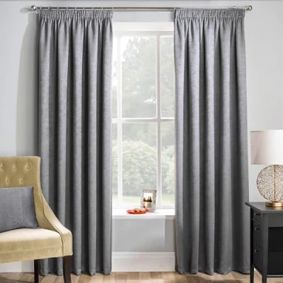 Image of Enhanced Living Matrix Grey Silver Thermal Blockout Tape Top Curtains 90 x 72 inch (229 183cm) Energy Saving for Room/Bedroom
