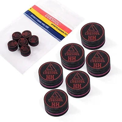 Image of CUESOUL 6 Pieces 9 Layer 14mm Pigskin Cue Tips for Pool Stick
