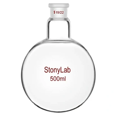 Image of StonyLab Borosilicate Glass 500mL Heavy Wall Single Neck 1 Round Bottom Flask RBF, with 19/22 Standard Taper Outer Joint