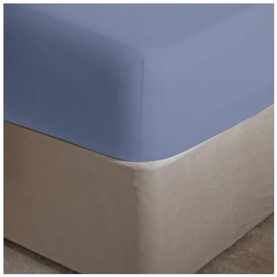 Image of GC GAVENO CAVAILIA King Size Fitted Sheet Extra Deep Pockets (16&quot; 40cm) Fade Resistant Washable Linen Blue