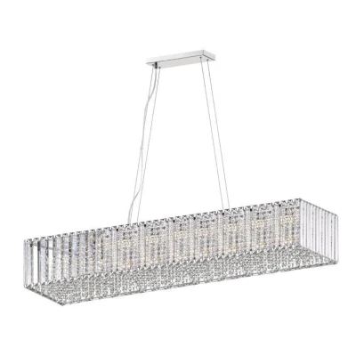 Image of Diore 11 Light Oblong Chrome Crystal Bar Pendant Ceiling