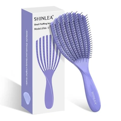Image of Hair Brush SHINLEA Detangle for Curly Hair, Vent Blow Drying and Styling Reduces Breakage, Eliminates Knots, Women, Men, Kids (Purple)