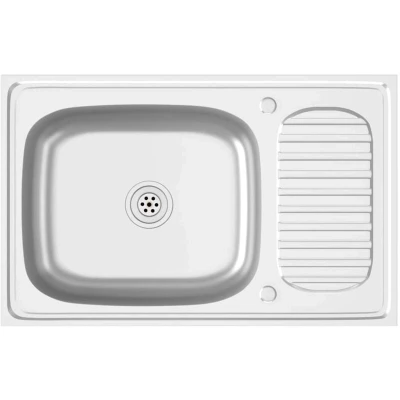 Image of vidaXL Kitchen Sink with Drainer Set Silver 800x500x155 mm Stainless Steel