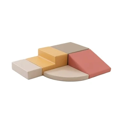 Image of IGLU SET 6 Soft Play Shapes with Anti Slip Indoor Equipment Blocks Motor Skill Development (Pastel Autumn)