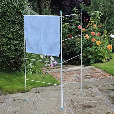 Image of HOMION Caravan indoor/outdoor two panel folding washing clothes airer laundry dryer white (2 FOLD)