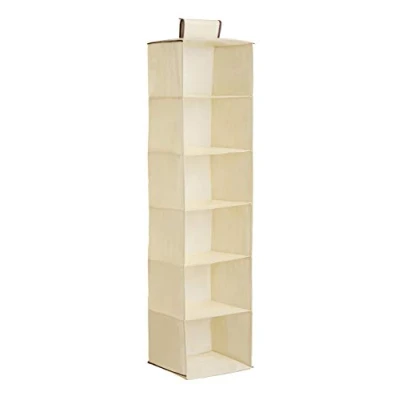 Image of Premier Housewares 6 Section Hanging Garment Organiser Cream, Beige
