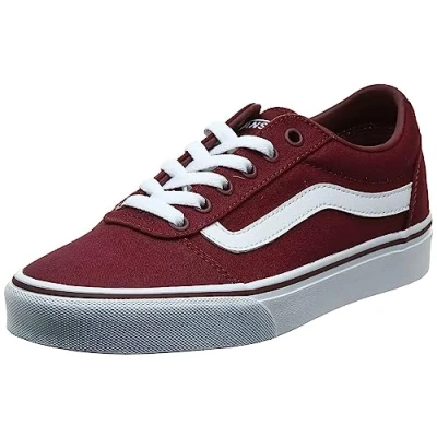 Image of Vans Women&#039;s Ward Sneaker, Canvas Burgundy, 2.5 UK