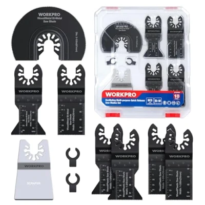 Image of WORKPRO 10Pcs Multi Tool Blades for Wood/Metal/Plastics, Universal Quick Release Oscillating Saw Fit Bosch, B&amp;D, Fein, Dremel, Makita, Milwaukee, Ryobi and More