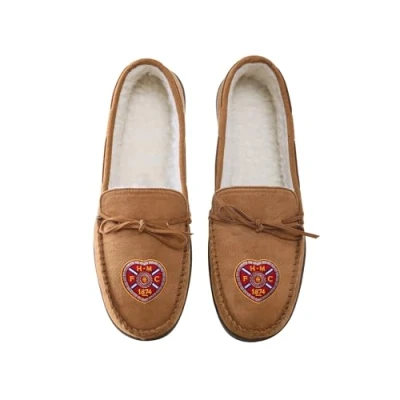 Image of FOCO Officially Licensed Heart of Midlothian FC Suede Moccasin Football Slippers Small Size 6 7