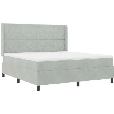 Image of vidaXL Box Spring Bed with Mattress Light Grey 180x200 cm Velvet