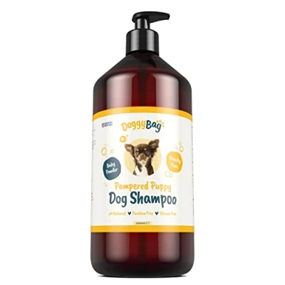 Image of 1 Litre Baby Powder Puppy Shampoo for Dogs and Puppies from Doggy Bag Deodorising Conditioning, Easy Rinse, Mild Dog with Pro Vitamin B5