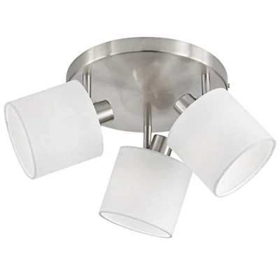 Image of RL LIVE YOUR LIGHT Reality Leuchten Tommy R80333901 Spotlight Bar Matte Nickel Fabric Shade White