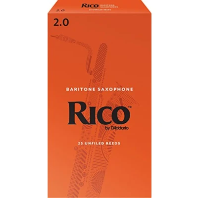 Image of D’Addario Woodwinds Rico Baritone Sax Reeds Saxophone Crafted for Beginners, Students, Educators Strength 2.0, Pack of 25