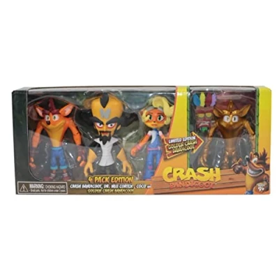 Image of Crash Bandicoot Bandai Action Figures 4 Pack With Mask 11cm Of Toys And Stand Accessories Collectable As Merchandise Video Game Gifts