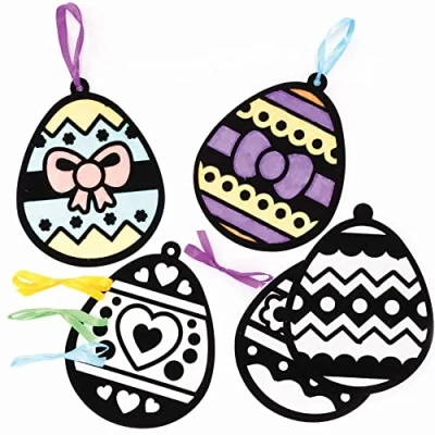 Image of Baker Ross Easter Egg Fuzzy Art Decorations Pack of 15, Felt Sets for Children (FC507)