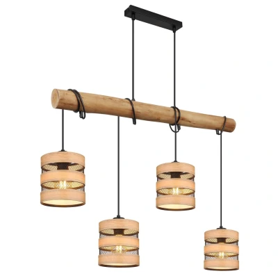 Image of Soeni Bar Pendant Ceiling Light Matt Black 4x E27