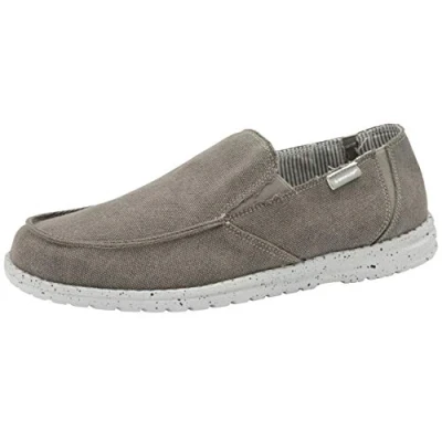 Image of DUNLOP Mens Soft Padded Casual Comfy Canvas Slip On Lightweight Outdoor Shoes (Grey, Numeric_10)