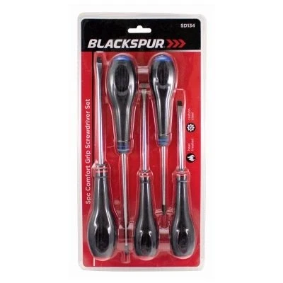 Image of 5pc Black Carbon Steel Comfort Grip Screwdriver Set By Blackspur