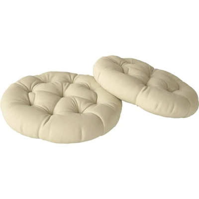 Image of Outsunny Outdoor Seat Cushions Set of 2 with UV Protected Cover, Thick Round Chair for Patio Furniture, Tufted Design Pads, 60 x cm, Beige