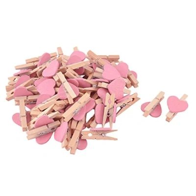 Image of Sourcingmap Card Photo Paper Love Heart Crafts Spring Pegs Mini Wooden Plastic Art Suppllies Multi Purpose Clip 50pcs Pink