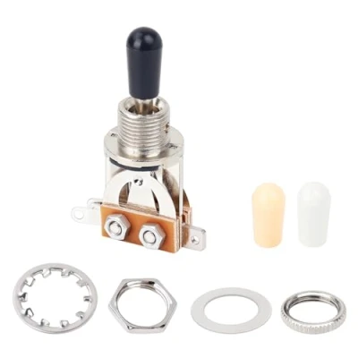 Image of Banworks Metric 3 way Toggle Switch Pickup Selector for Epiphone EPI LP Les Paul Style Guitar JT/DWQ 01 Chrome with Black Tip