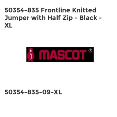 Image of Mascot 50354 835 09 Naxos Frontline Lightweight Lining Knitted Jumper with Half Zip, Size M, Black