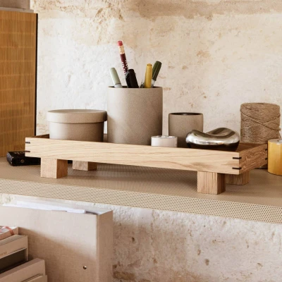 Image of ferm LIVING Tray Bon X, depth 12 cm, height 6 wood