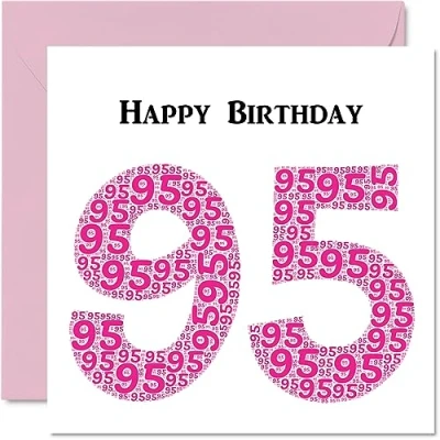 Image of Fun 95th Birthday Cards for Woman Shapecloud Happy Card Great Grandad Grandpa Nanny Grandma Nan Gran Granny Dad Mum, 145mm x Greeting Cards,