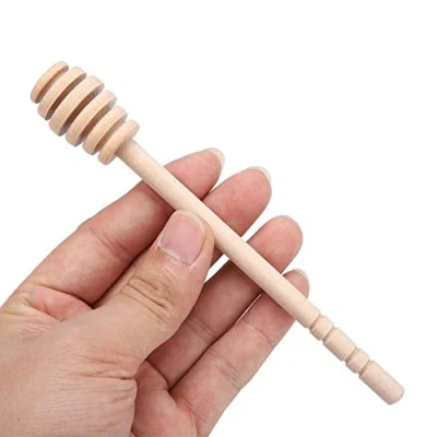 Image of 24Pcs Wooden Honey Dipper Stick Jam Syrup Drizzler Stirring Rod Kitchen Gadgets(16cm)