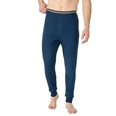 Image of Damart Thermolactyl Long Pants Men Underwear with Fly Maximum Warmth Blue