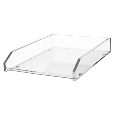 Image of Kantek Clear Acrylic Large Letter Tray, Stackable Desk Organizer, Front Loading, 10.6&quot; x 13.9&quot; 2.5&quot;, Non Skid Feet, Office Accessory