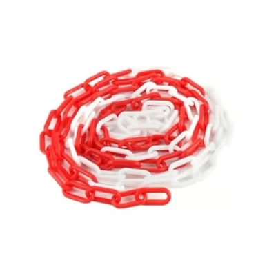 Image of Way4Now Red White Plastic Barrier Chain 6mm Thick 25m Long